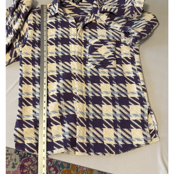 Boohoo Man Men's M Streetwear Purple Woven Button Down Shirt Shacket Grunge - Picture 9 of 11